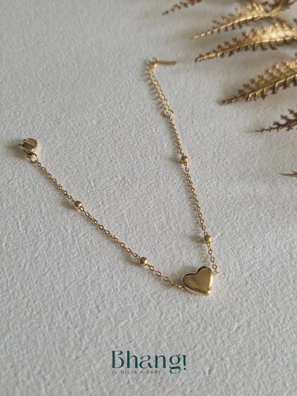 Golden Heart Charm Bracelet
