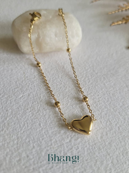 Golden Heart Charm Bracelet
