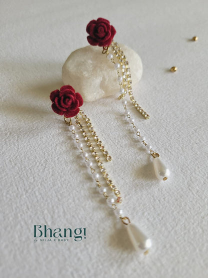 Rosette Pearl Tassel Drops