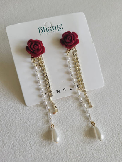 Rosette Pearl Tassel Drops