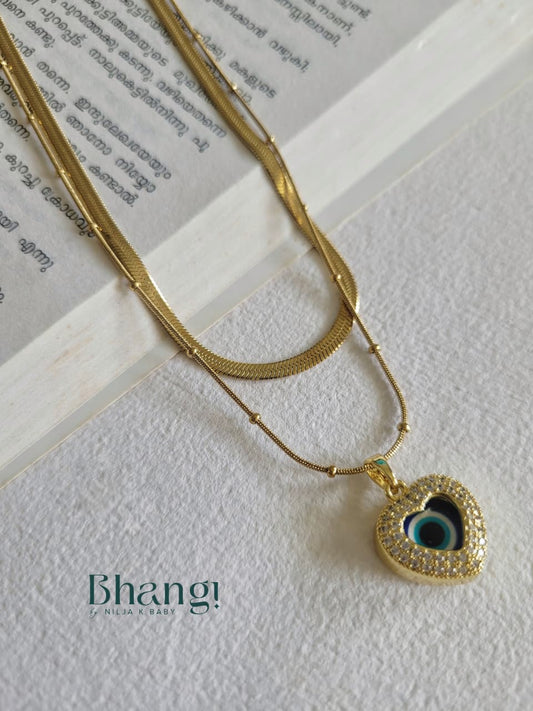 Heart Evil Eye Layered Necklace