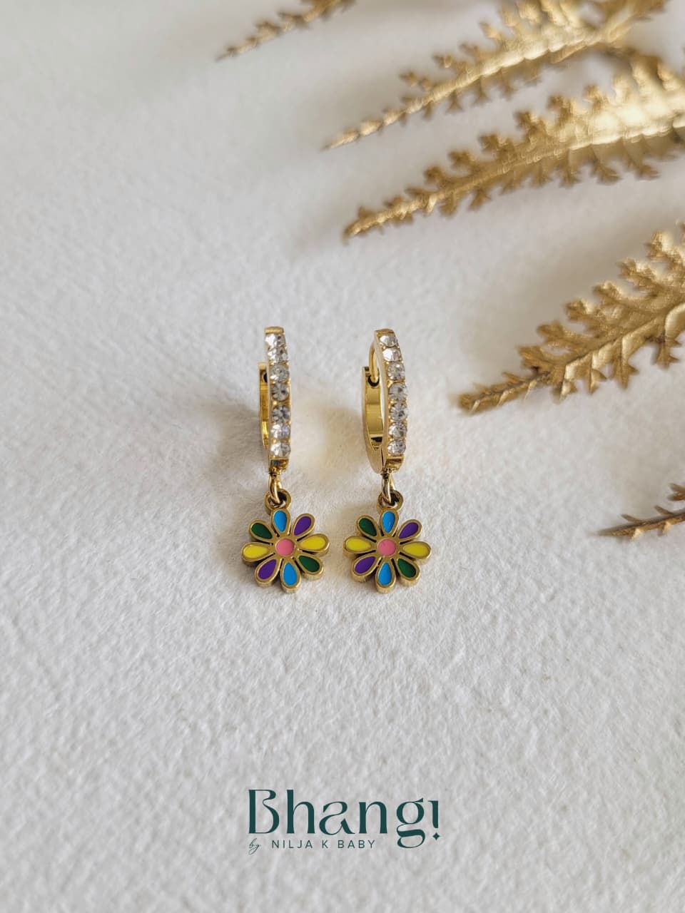 Rainbow Daisy Huggie Earrings