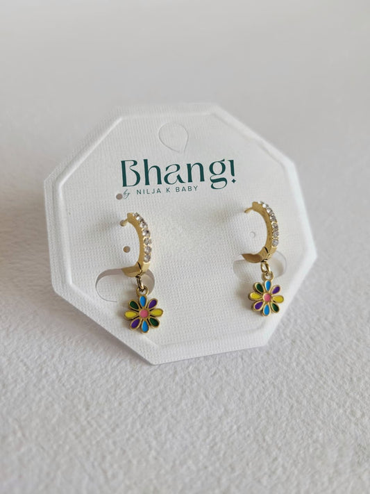 Rainbow Daisy Huggie Earrings