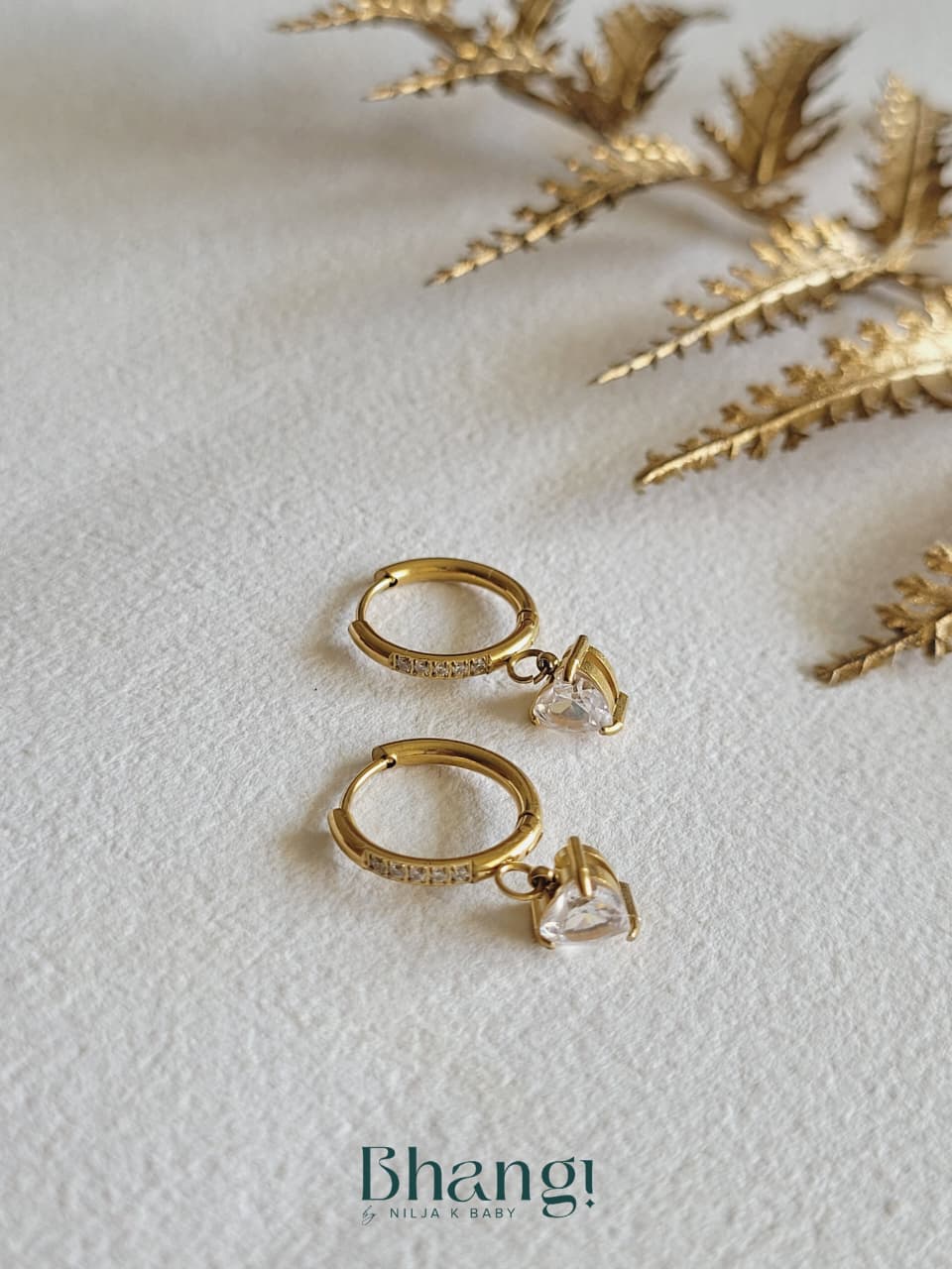 Crystal Heart Drop Hoops