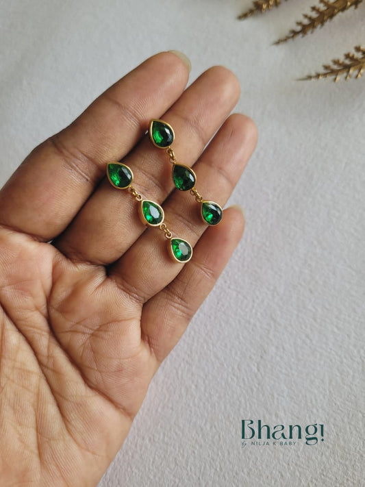Emerald Dewdrop Cascade Earrings