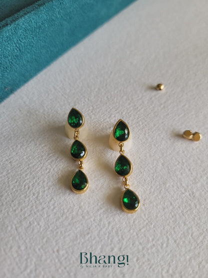 Emerald Dewdrop Cascade Earrings