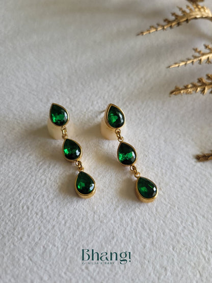 Emerald Dewdrop Cascade Earrings