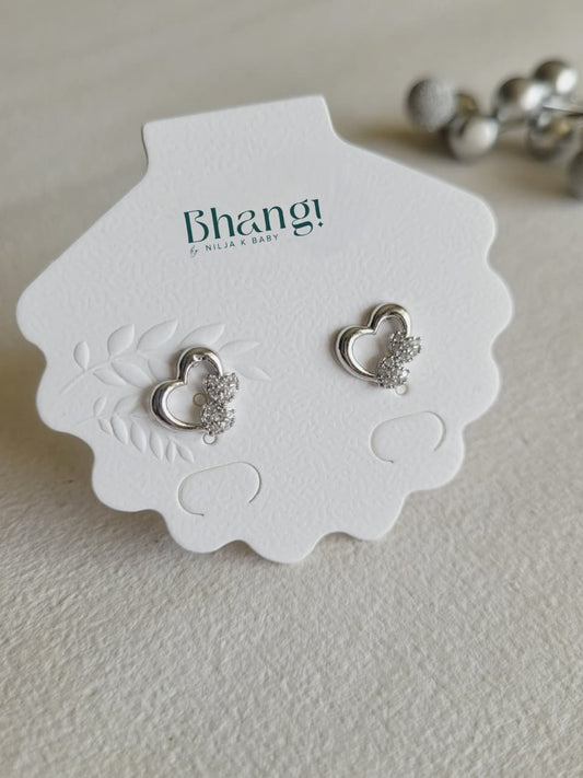Twin Heart Sparkle Studs