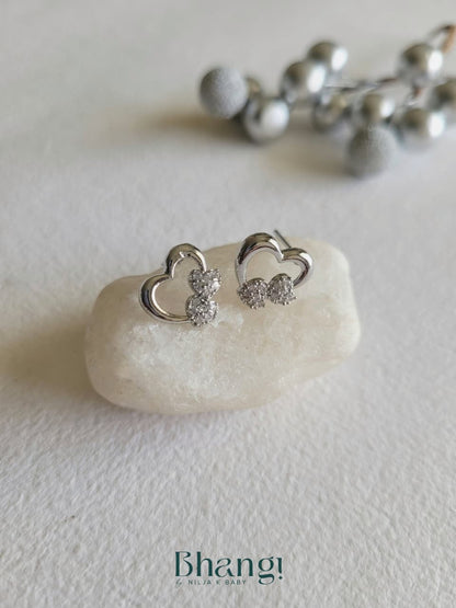 Twin Heart Sparkle Studs