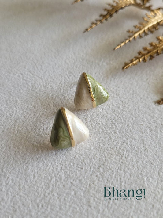 Sage Pearl Stud Earrings