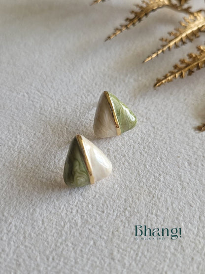 Sage Pearl Stud Earrings