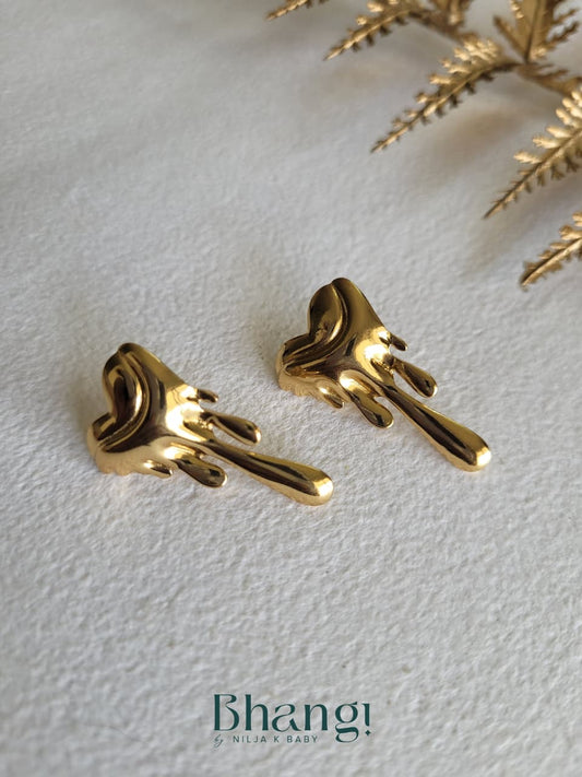 Melted Gold Drop Earrings