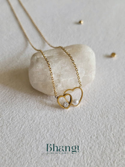 Twin Heart Pearl Necklace