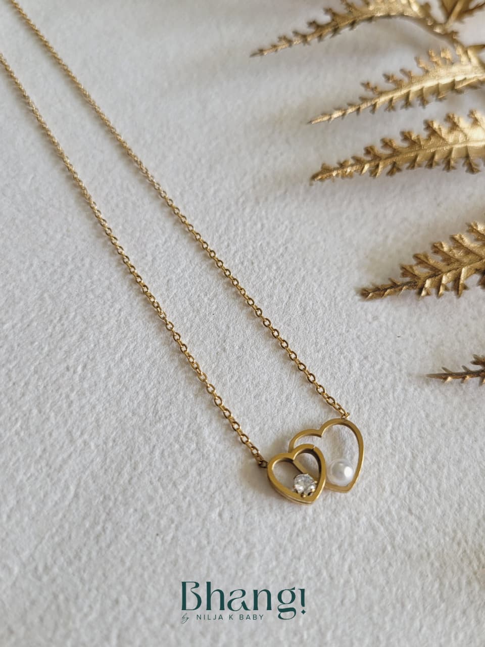 Twin Heart Pearl Necklace