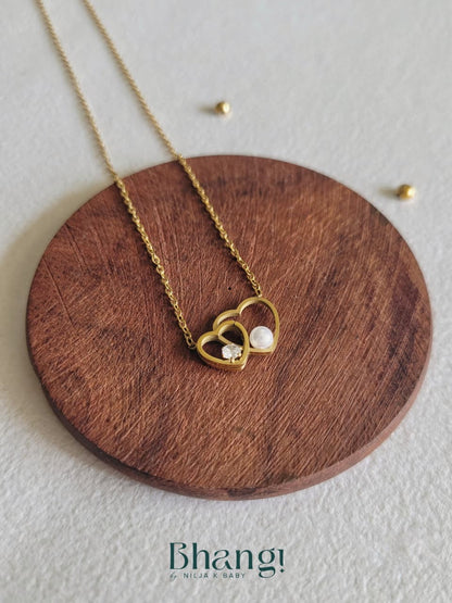 Twin Heart Pearl Necklace