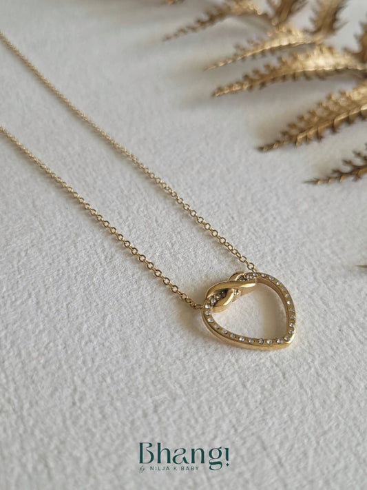 Golden Knot Heart Necklace