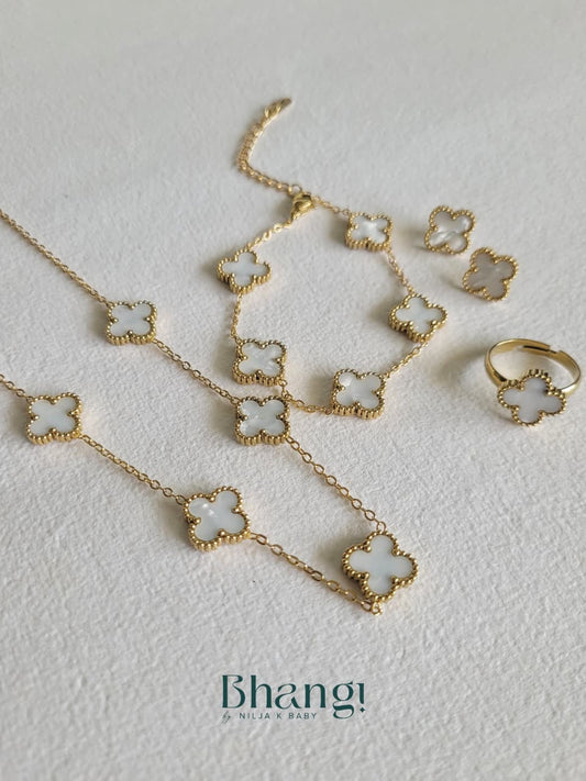 Ivory Clover Charm Combo Set