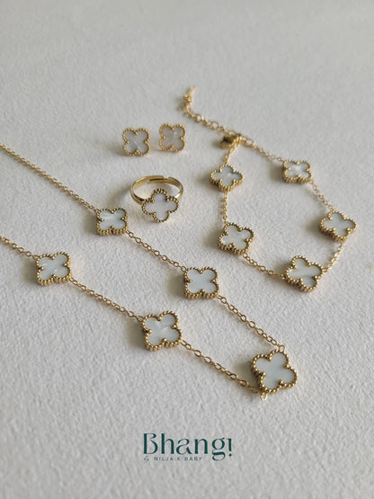 Ivory Clover Charm Combo Set