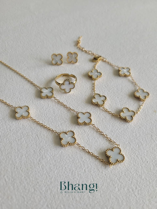 Ivory Clover Charm Combo Set