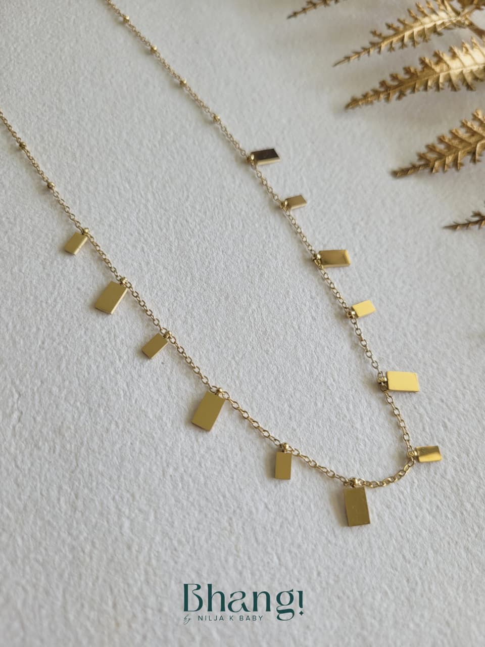 Golden Tile Drop Necklace