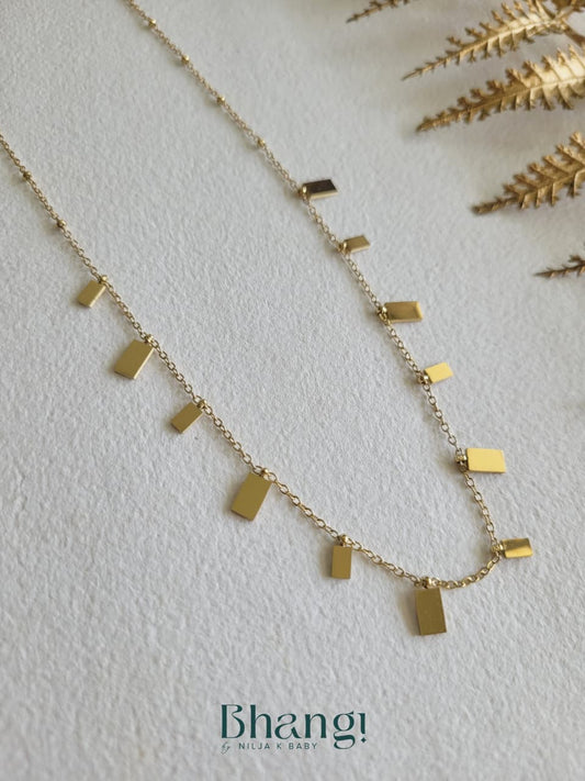Golden Tile Drop Necklace
