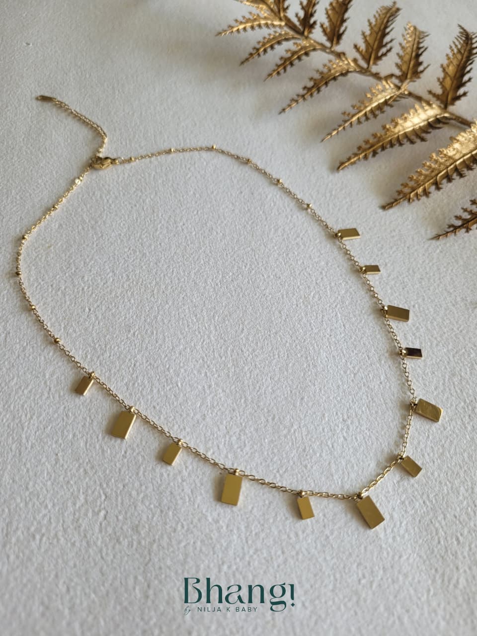 Golden Tile Drop Necklace