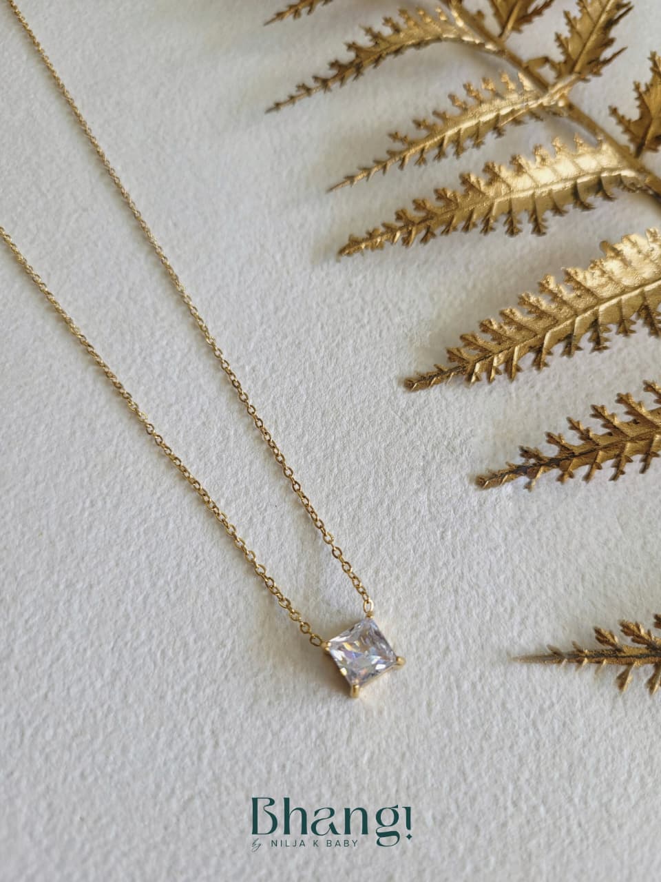 Luna Square Solitaire Necklace