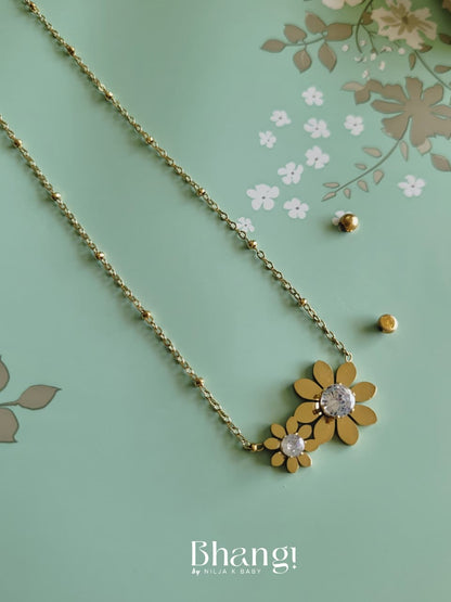 Golden Bloom Crystal Necklace