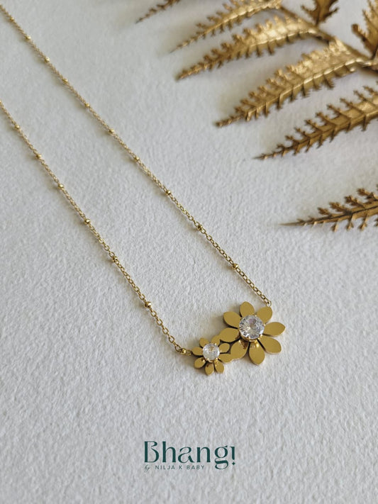 Golden Bloom Crystal Necklace