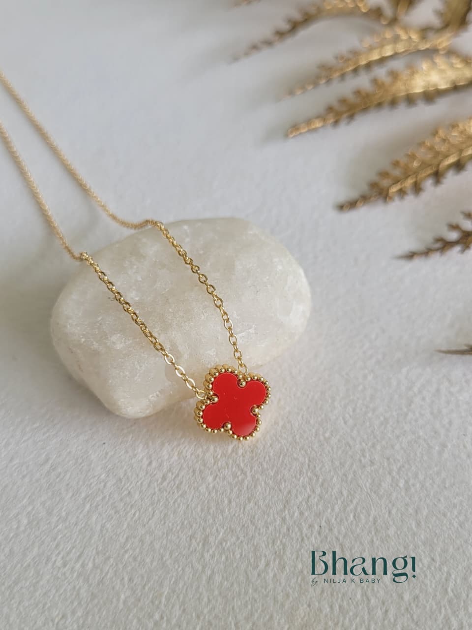 Cherry Red Clover Necklace