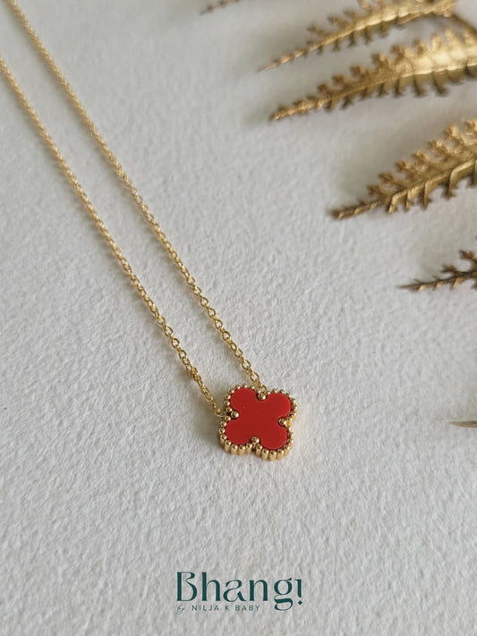 Cherry Red Clover Necklace