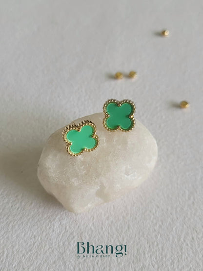 Mint Green Clover Studs
