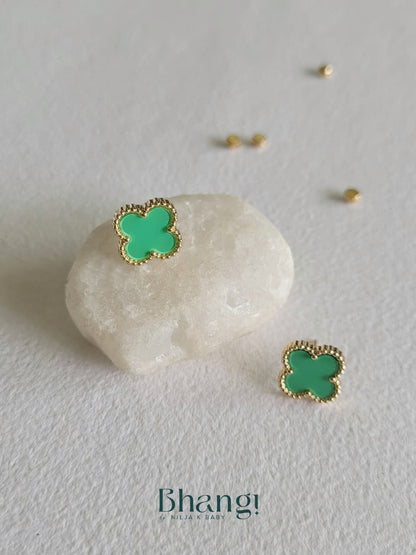 Mint Green Clover Studs
