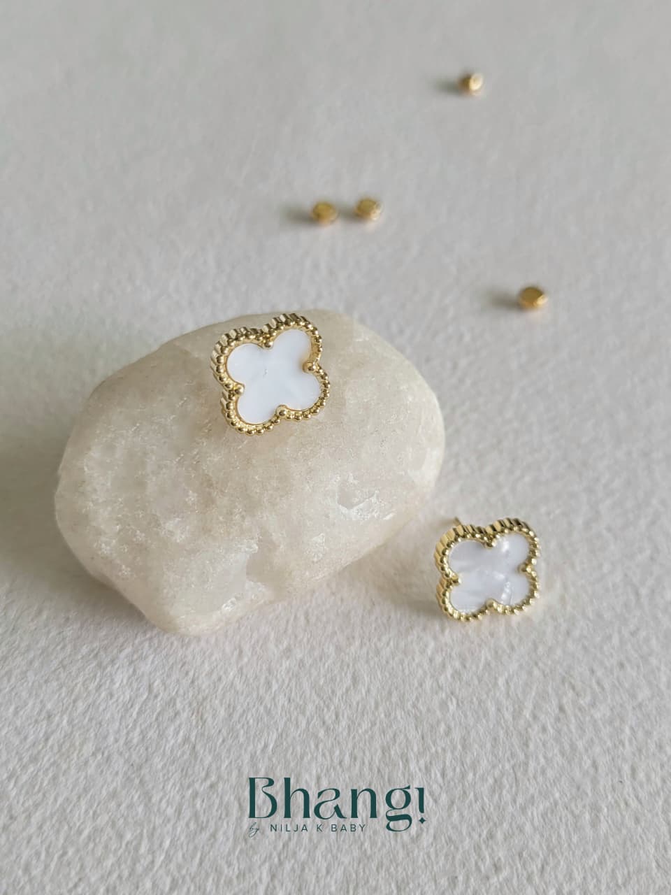 Pearl White Clover Studs