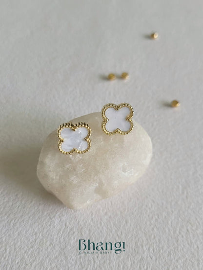 Pearl White Clover Studs