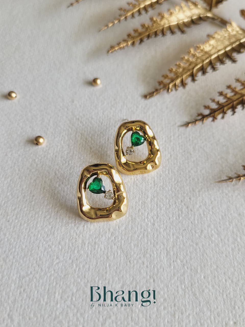 Emerald Drop Frame Studs