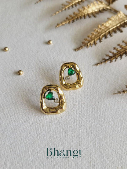 Emerald Drop Frame Studs
