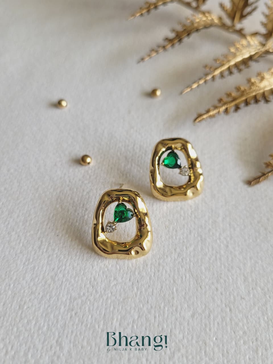 Emerald Drop Frame Studs