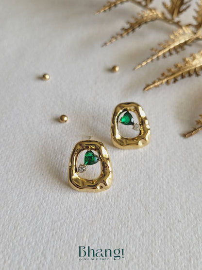 Emerald Drop Frame Studs