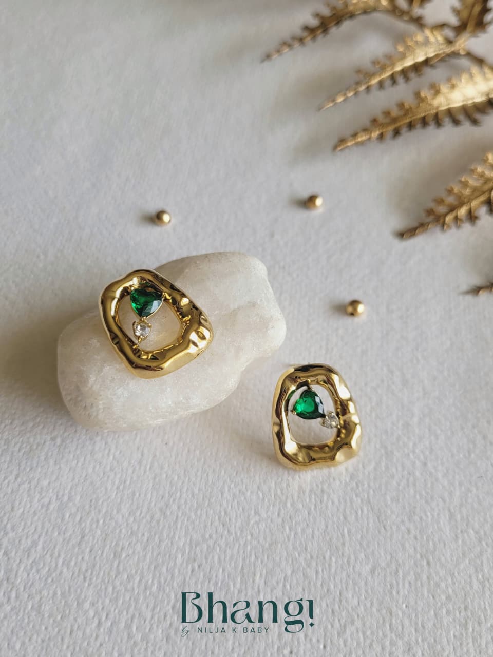 Emerald Drop Frame Studs