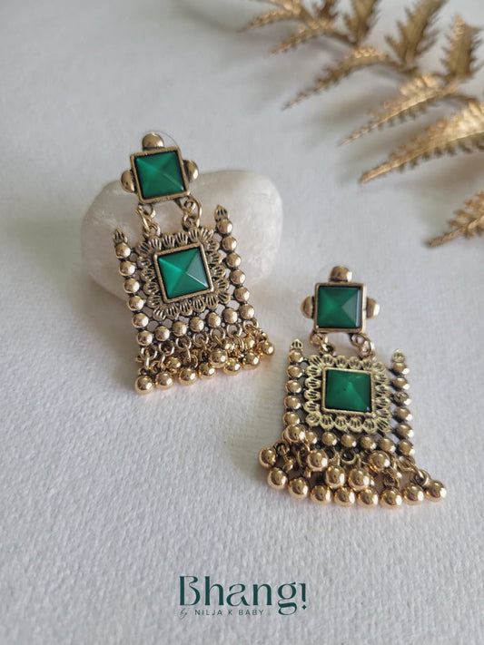 Bhangi Signature Emerald Heritage Earrings