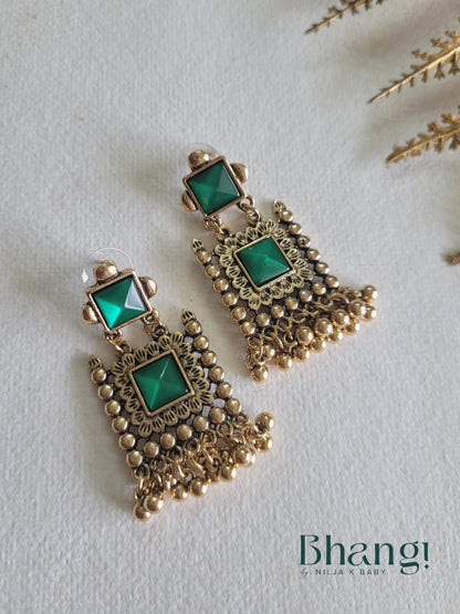 Bhangi Signature Emerald Heritage Earrings