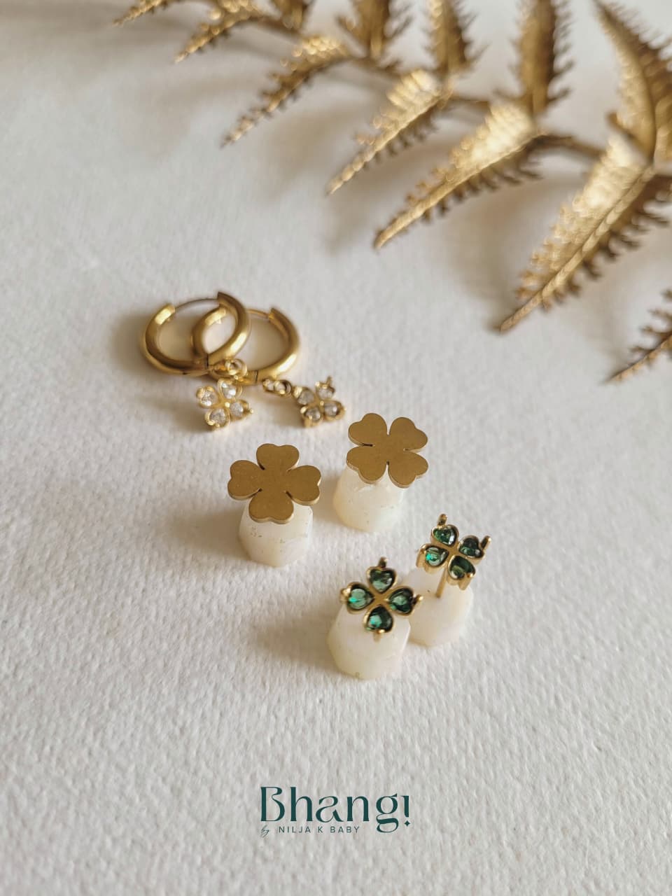 Golden Clover Trio Earring Set
