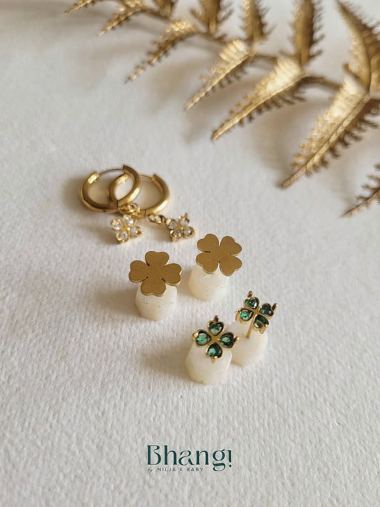 Golden Clover Trio Earring Set