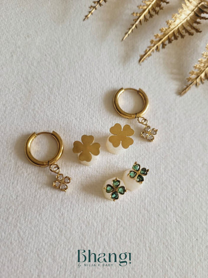 Golden Clover Trio Earring Set