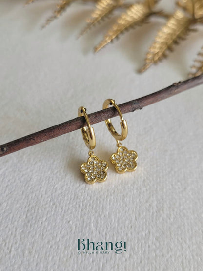 Crystal Bloom Drop Hoops