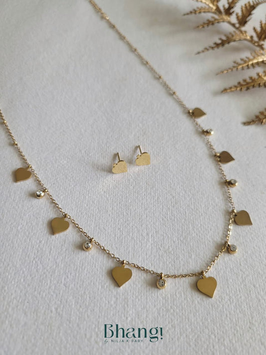 Golden Hearts Charm Necklace