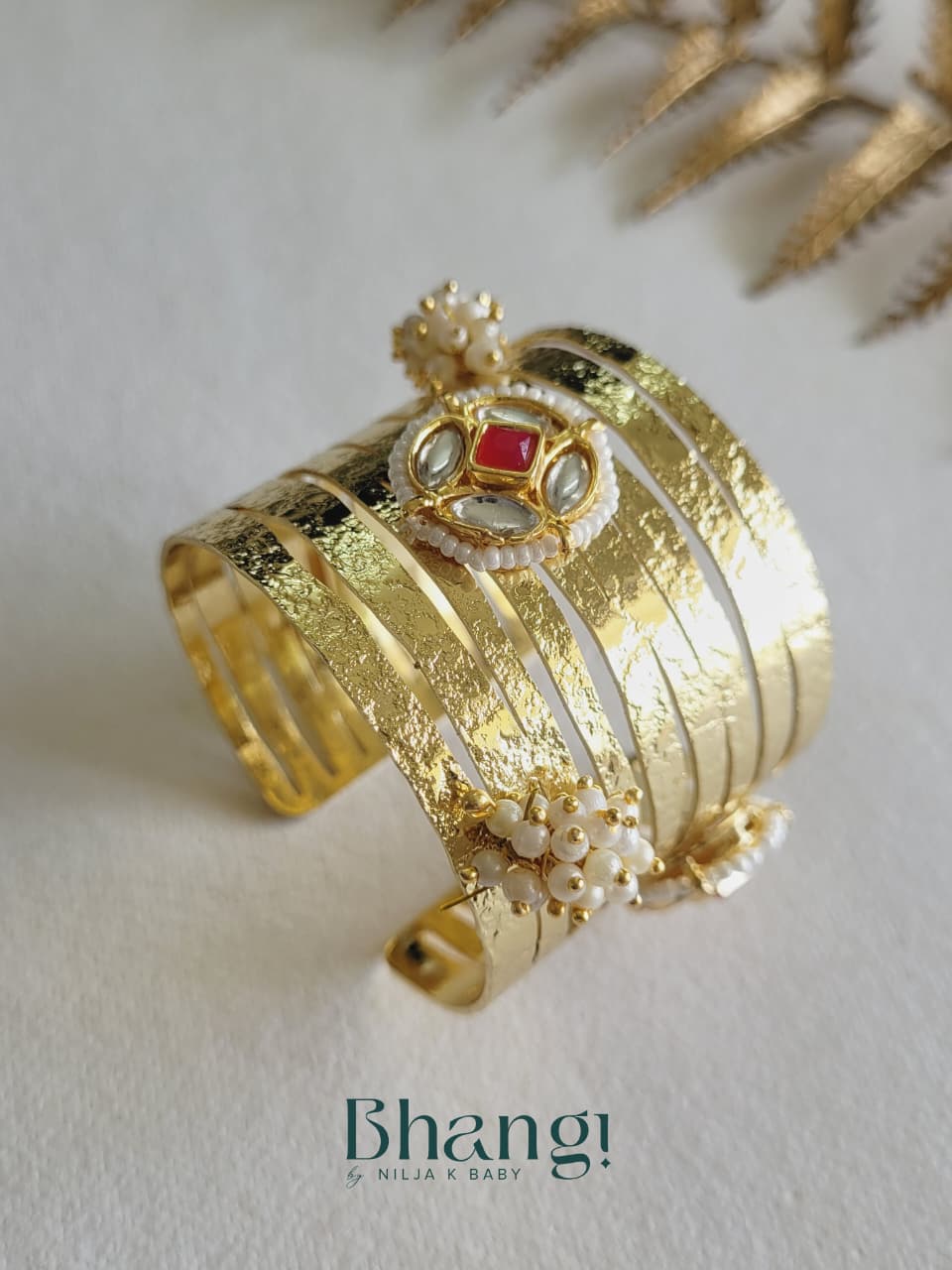 Surkh Kundan Statement Cuff