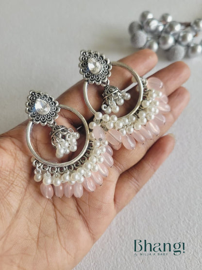 Blush Pearl Jhumka Hoops