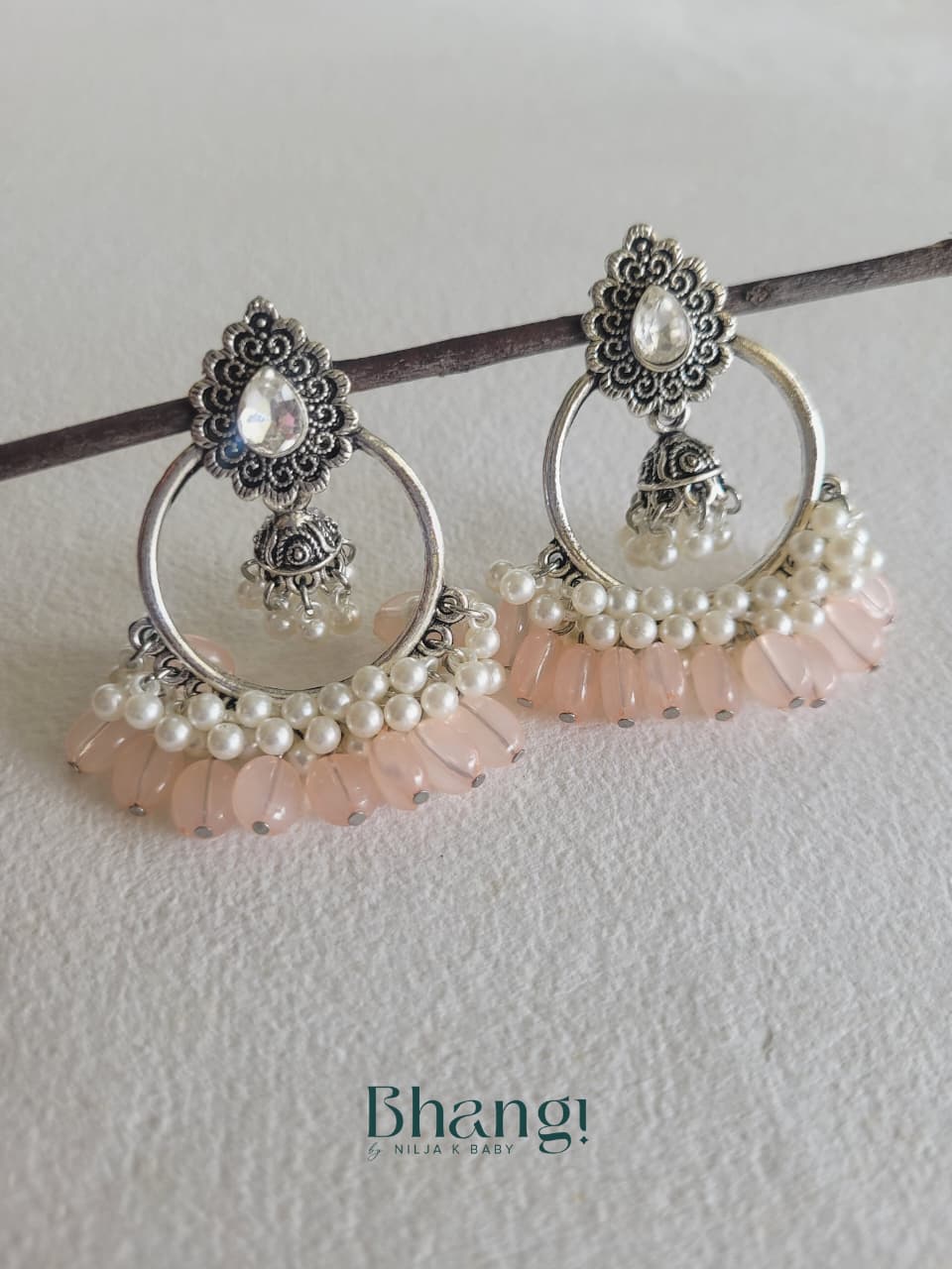 Blush Pearl Jhumka Hoops